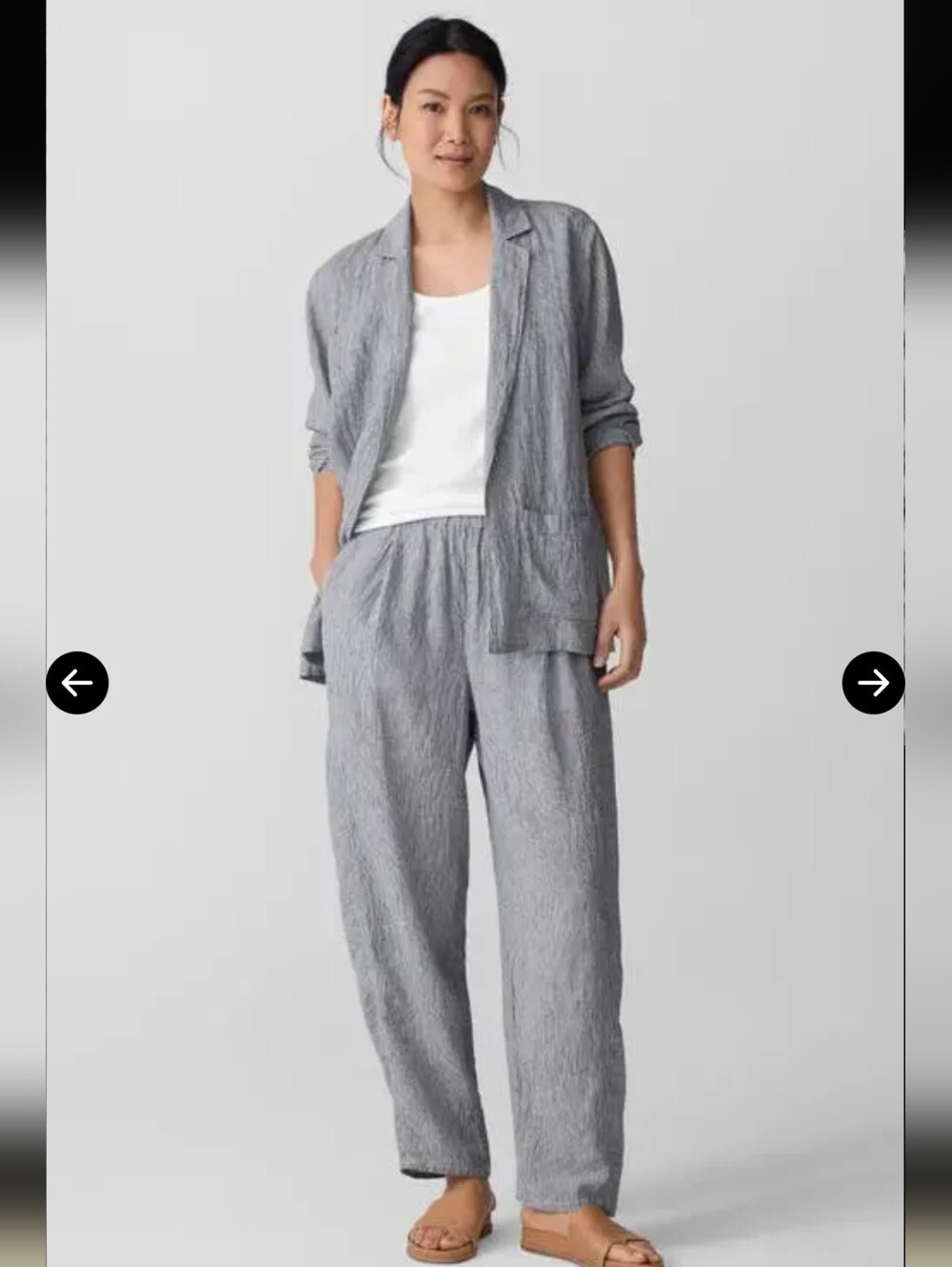 Eileen Fisher Organic Cotton/ Linen Blend Pinstripe Suit Set